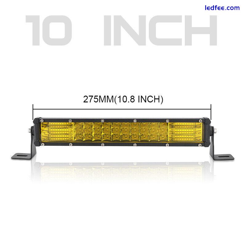 10inch Yellow LED Light Bar Tri-Row Spot Flood Combo Work UTE Truck SUV ATV 4WD 1 