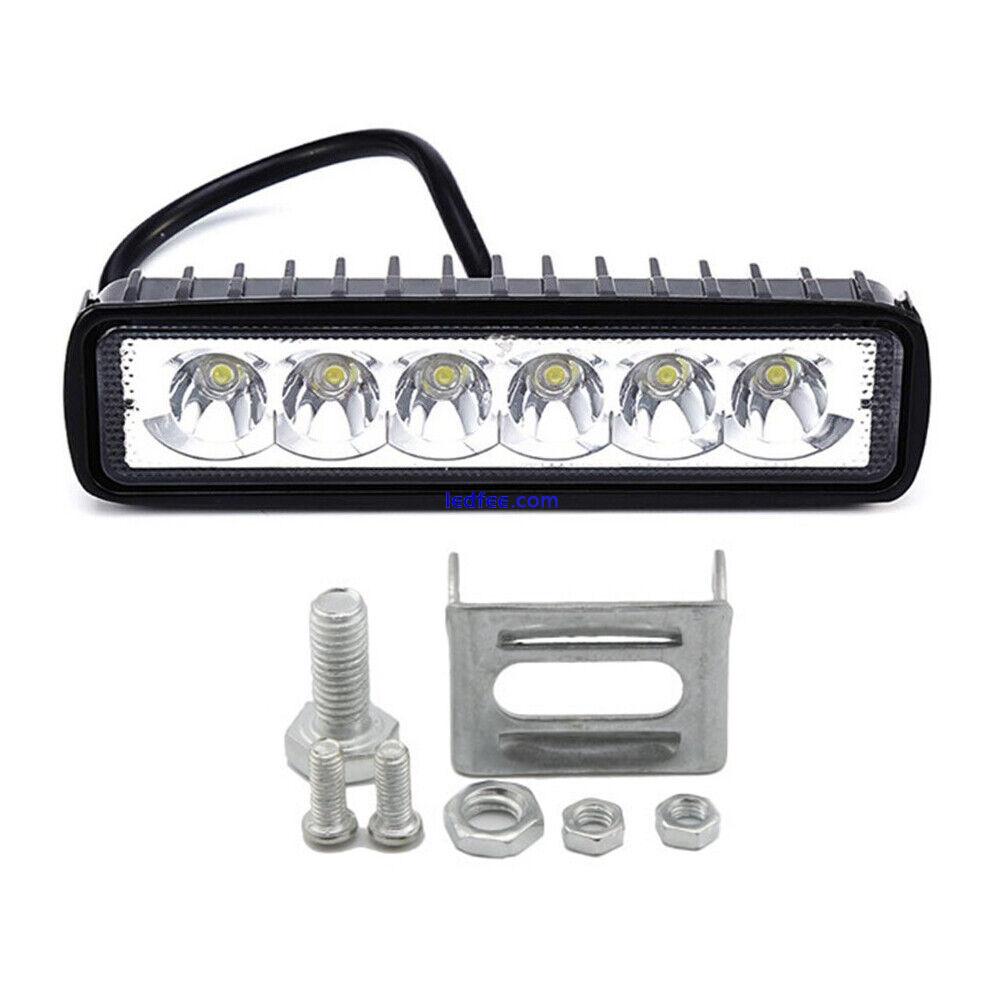 2X 6Inch 18W LED Work Light Bar Flood Fog Lamp Offroad Driving Truck SUV ATV 4WD 3 