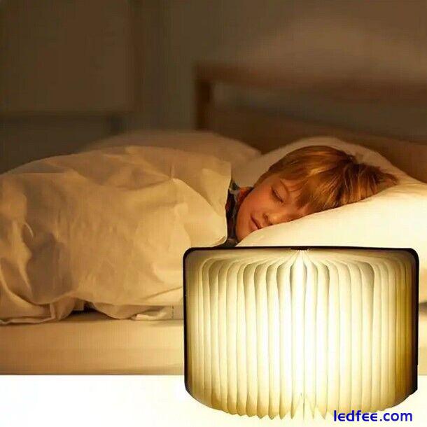 Novelty Portable Folding Wooden Book Lamp USB Rechargeable Desk Night Light UK 0 