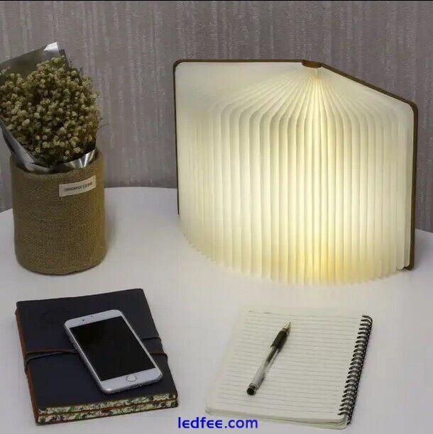 Novelty Portable Folding Wooden Book Lamp USB Rechargeable Desk Night Light UK 2 