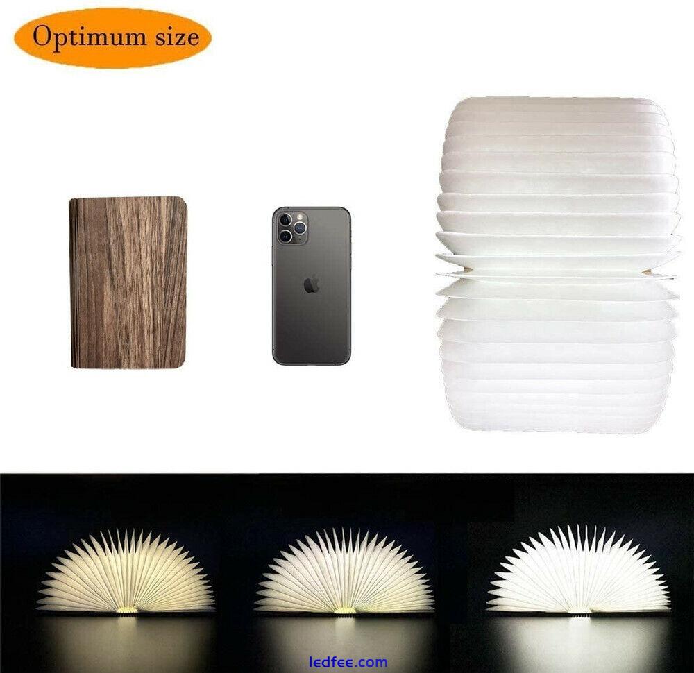 Novelty Portable Folding Wooden Book Lamp USB Rechargeable Desk Night Light UK 4 