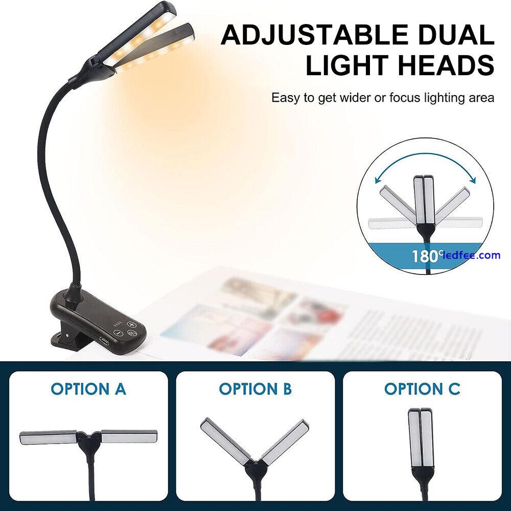 Clip On Desk Lamp LED Flexible Battery Dimmable Study Reading Table Night Light 0 