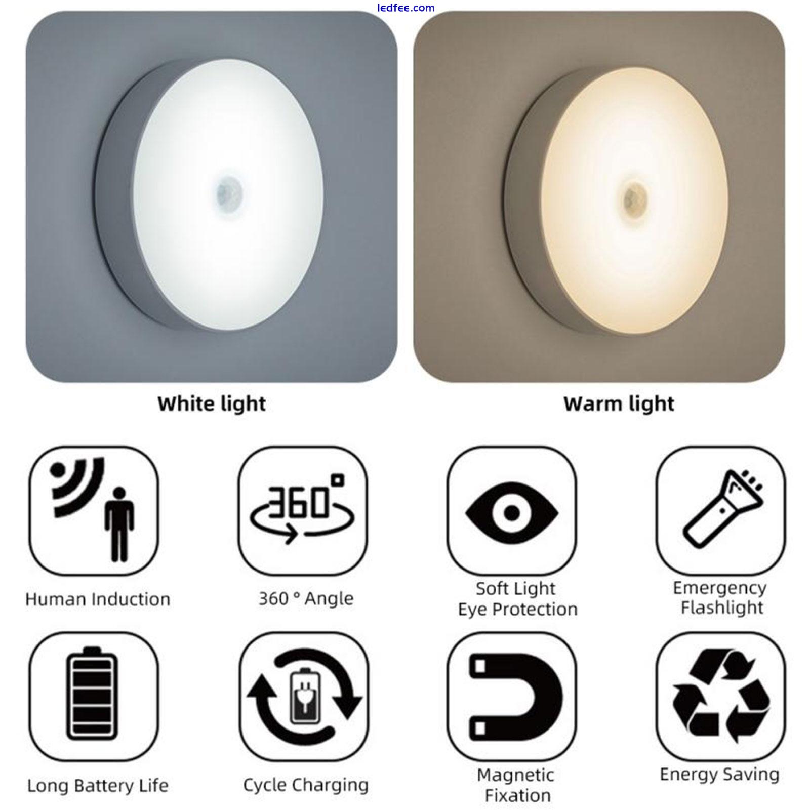 Sensor Light LED Motion PIR USB Rechargeable Portable Cabinet Stair Night Lamp 0 