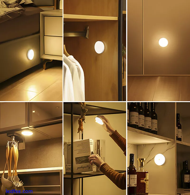 Sensor Light LED Motion PIR USB Rechargeable Portable Cabinet Stair Night Lamp 4 