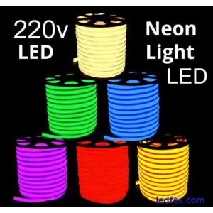 LED Strip Neon Flex Rope Light Waterproof 220V Flexible Outdoor Lighting UK Plug