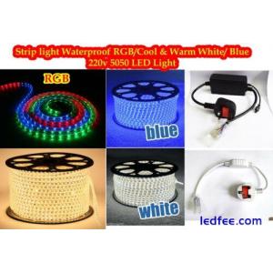 LED Strip 220V 240V 5050 SMD IP67 Waterproof Lights Rope White Blue RGB UK plug