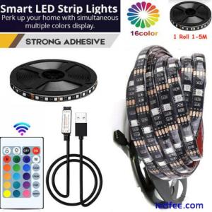 USB LED Strip Lights 1-5M RGB Colour 5050 Changing Tape TV Kitchen Lighting