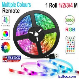 LED Strip Lights 1- 5m RGB 5050 Colour Changing Tape Cabinet Kitchen TV Lighting