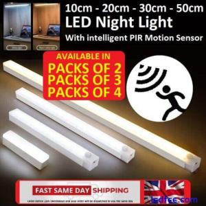 LED PIR Motion Sensor Light Strip Wireless USB Rechargeable Cabinet Closet Lamp
