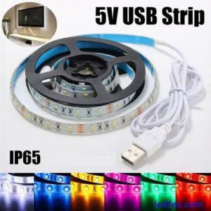 5M Waterproof 5V USB LED Strip Light SMD5050 RGB IR Remote Controller TV PC Back