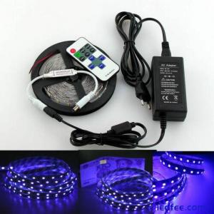 5m UV LED Flexible Strip 5050 SMD 395-405nm black light lamp RF remote DC power