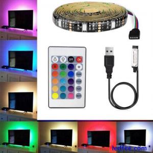 USB LED Strip Lights 1-5M Black 5050 5M RGB Light Colour Changing Tape TV UK