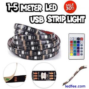USB LED Strip Lights Black 1-5M 5050 RGB Light Colour Changing Tape TV UK