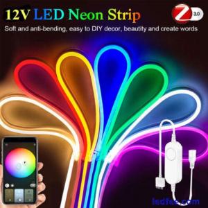 TUYA ZigBee wifi rgb LED Neon Strip Rope Light Waterproof Flexible Sign Lamp 12V