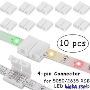 Solderless Clip-on Coupler Connector 4 Pin 10mm For 5050 RGB LED Strip Light