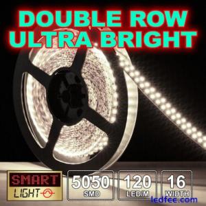 12V 5050  Double-Row Ultra Bright WHITE 5m/600 LED Light Strip/Tape *120LED/m*