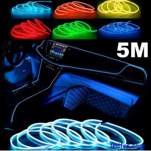 LED Glow EL Wire Neon String Strip Light Car Interior Decor Rope Tube 12V