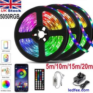 LED Strip Lights 1-20M RGB Colour Changing 5050 Tape Kitchen Cabinet Room Decors