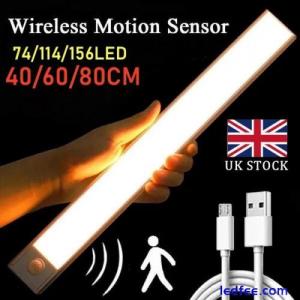 LED PIR Motion Sensor Strip Light USB Rechargeable Magnetic Cabinet Closet Lamp