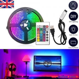 USB LED Strip Lights 1-5M 5050 5M RGB Light Black Colour Changing Tape TV UK