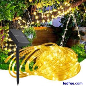 33FT Solar Rope Waterproof Tube Lights LED String Strip Outdoor Garden Pathway