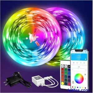New LED Strip Lights 130ft Music Sync Bluetooth 5050 RGB Room Light with Remote