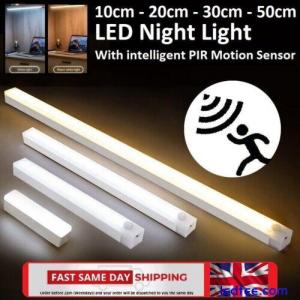 LED PIR Motion Sensor Strip Light USB Rechargeable Magnetic Cabinet Closet Lamp