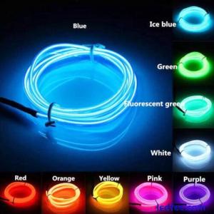 Neon LED Lights Glow EL Wire String Strip Rope Tube Car Interior Battery Powered
