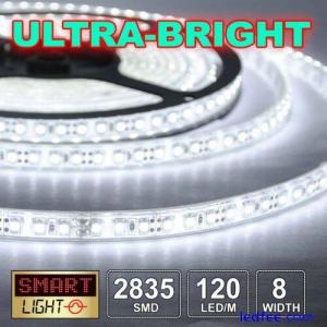 WHITE Ultra Bright 5m/600 LED Light Strip Sticky Tape SMD 2835 120LED/m 8mm 12V