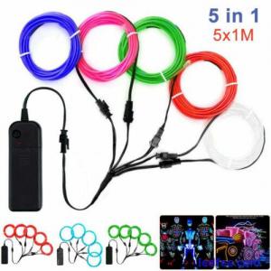 Neon LED Lights Battery Operated Glow EL Wire Luminescent String Strip Tube Lamp