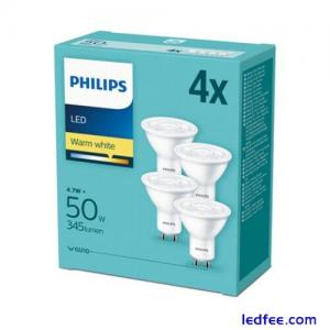 Philips 4.7W LED GU10 Spotlight Light Bulbs Non-Dim 2700K Warm White - 4pack
