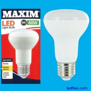 6x 9W =60W LED R63 Reflector Spotlight 2700K Warm White ES E27 Light Bulbs Lamp