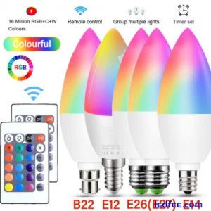 RGB LED COLOUR SMART CHANGING LIGHT BULB REMOTE E12/E14/E26/E27/B22