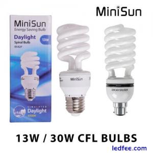 MiniSun CFL Daylight Spiral Light Bulb Energy Saving Lightbulb 6500K Cool White