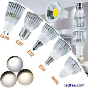 Dimmable 6W 9W 12W MR16 GU10 E27 E14 LED COB SpotLight Bulb 12V 220V Silver Lamp