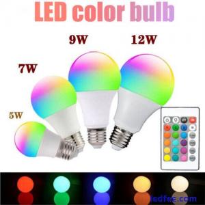RGB E27 LED Bulb Light Lights 12-Colour Chang Remote Control Screw Lamp 7W -15W