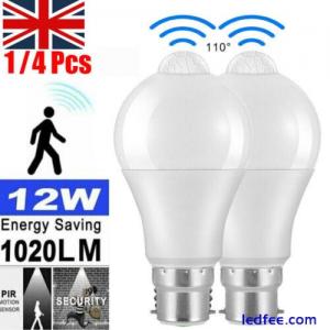 1/4x B22 PIR Motion Sensor LED Lamp Bulb Globe Auto Energy Saving Light Set