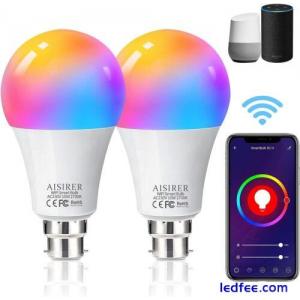 Alexa/ Google Home Smart Bulb WiFi Light Bulbs B22 Bayonet, 2 Pack, 10W 1000LM