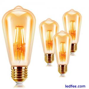 4Pcs Vintage E27 ES ST64 Filament LED Light Bulb 6W Industrial Edison Lamps