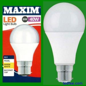 6x 6W (=40W) GLS BC B22 A60 LED Light Bulb Lamp, 2700K Warm White 470Lm, Maxim