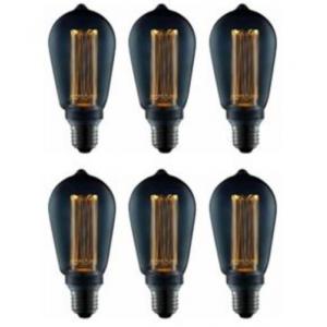 6 x Retro Vintage SMOKED GREY LED BULB 4W Spiral Filament Light Bulb E27