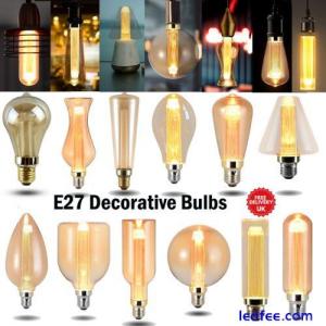 LED Decorative Vintage Bulb Edison LED Filament Light Bulbs Amber Glass E27 3W