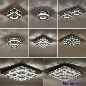 Crystal LED Ceiling Light Modern Square Chrome Lamp Fitting Pendant Chandelier