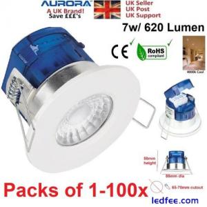 LED Downlight 7w Cool White 4000k Fire Rated IP65 240v Ceiling Aurora X7