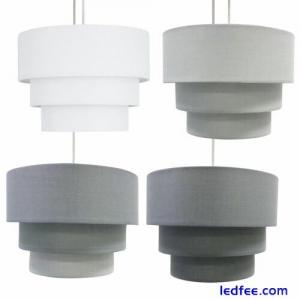Modern Grey Fabric Ceiling Pendant Lampshade Easy Fit 3 Tier Light Shades
