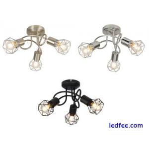 Modern Semi Flush Ceiling Cage Crossover Ceiling Light Black / Satin / Chrome