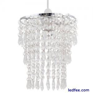 Clear Jewelled Ceiling Light Shade Pendant Modern Acrylic Crystal Lightshade