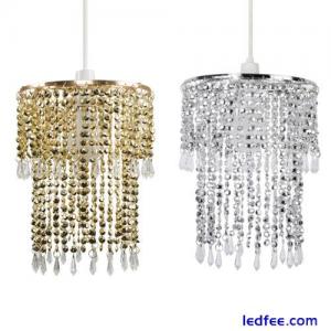 Ceiling Light Shade Pendant Lampshade Jewel Crystal Effect Easy Fit Chandelier