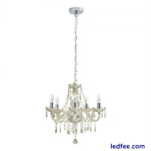 Marie Therese Chandelier Ceiling Light Crystal Effect 5 Arm - Champagne