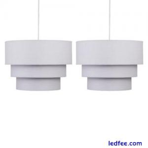 Pair of Light Grey Easy Fit Ceiling Light Shades 3 Tier Ceiling Pendant Shades